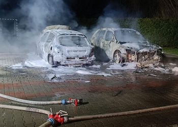 Pożar samochodów na osiedlu w Łubowie